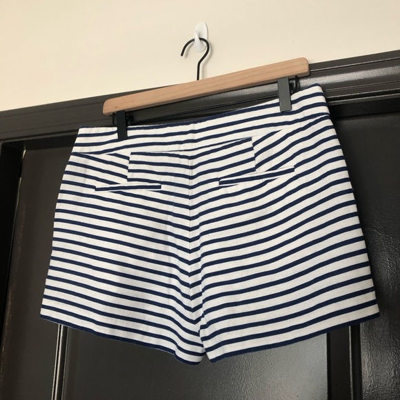 J. Crew Factory white and royal blue cobalt blue cotton/linen dress shorts - Picture 5 of 11